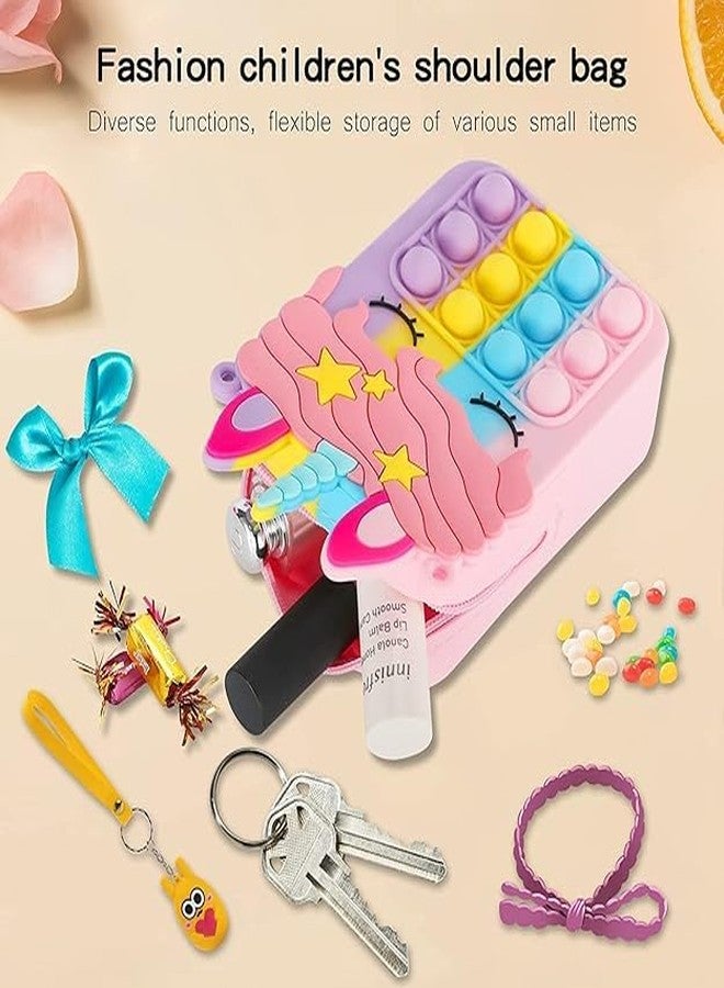 Manos Unicorn Pop It Sling Bag for Kids Girls Stress Free Toy ,Bubble Fidget Push Pop Fidget Toys - Image 2